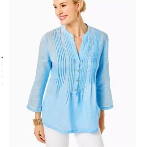 Lilly Pulitzer Linen Tunic Top Frenchie Blue
30 1/4”L